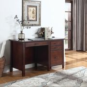 Transitional style office desk in red brown main photo