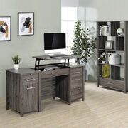 Weathered gray finish wood 4-drawer lift top office desk main photo