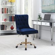 Modern blue velvet office chair main photo