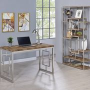 Rustic tobacco two-toned finish office desk main photo