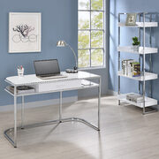 White high gloss lacquer finish writing desk main photo