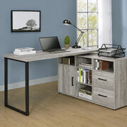 L-shape desk in gray driftwood main photo