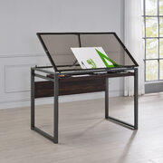 Smoked tempered glass tabletop drafting desk