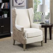 Traditional cream accent chair with vintage print main photo