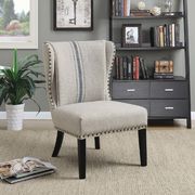 Traditional grey and blue accent chair main photo