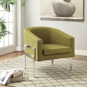 Contemporary green fabric chair w/ metal legs main photo