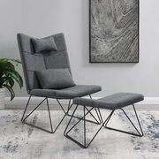 Accent chair with ottoman in gray fabric main photo