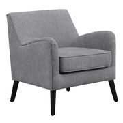 Charcoal gray low pile chenille fabric upholstery accent chair with reversible seat cushion main photo