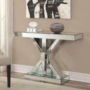 Mirrored glam style modern console table main photo