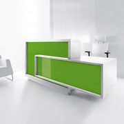 Contemporary white/green custom reception desk main photo