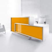 Contemporary white/orange custom reception desk main photo
