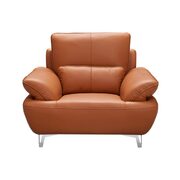 Orange leather stylish modern low-profile chair main photo