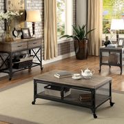 Distressed gray industrial style metal coffee table main photo