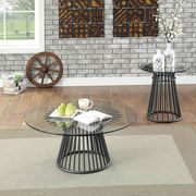 Industrial style round glass top coffee table main photo