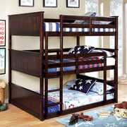 3-tiered full bunk bed in dark walnut finish main photo