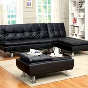 Black/chrome contemporary futon sofa, black