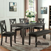 Gray wood grain finish transitional dining table main photo