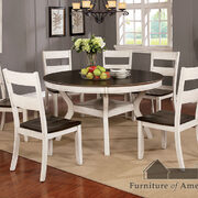 Antique white/dark oak transitional round dining table main photo