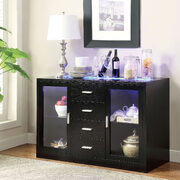 Black finish modern silhoutte server with led main photo