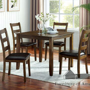 Rich walnut finish wooden table top 5 pc. dining table set