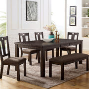 Classic walnut wood grain finish family size dining table main photo