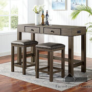 Wood grain texture 3 pc counter height table set with drawers main photo