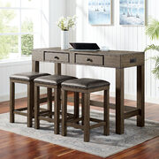 Wood grain texture 4 pc counter height table set with drawers