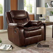 Superior cognac brown leatherette recliner chair main photo
