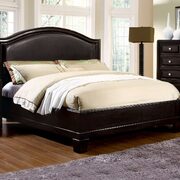 Espresso leatherette padded headboard transitional king bed main photo