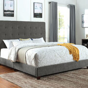 Gray fabric button tufted headboard bed main photo