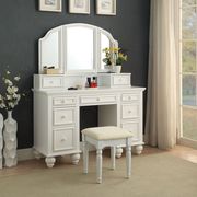 3-sided mirror white vanity + stool set