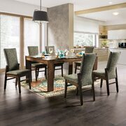 Walnut/ gray solid wood overlapping top dining table