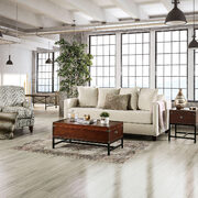 Modern-style beige chenille fabric sofa w/ sleeper