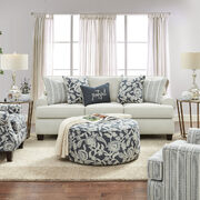 English-style rounded low-profile arms ivory-colored sofa