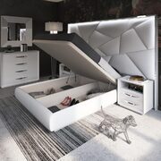White contemporary storage platform king bed main photo