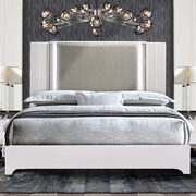 Contemporary white king bed w/ led light