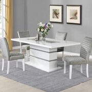 White dining table in silver glitter glam style