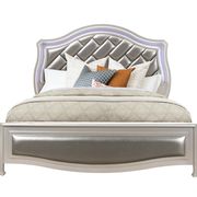 Silver metallic finish glam style king bed main photo