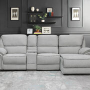 Luxury suede gray reclining sectional sofa main photo