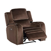 Power recliner chair in brown fabric main photo