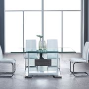 Modern glass top white base dining table main photo