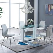 Modern glass top white base dining table main photo