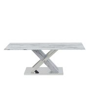 Marble inspired coffee table w x-crossed base main photo