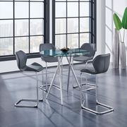 Round glass top elegant bar style table w/ gray chairs main photo