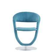 Turquoise dining chair with round chrome base main photo