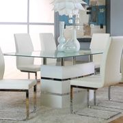 Glass 5pcs dining set in white main photo
