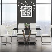 Black / silver v-shape base dining table main photo