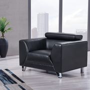 Black leather low profile chair main photo