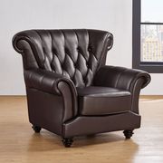 Brown coffee  leather tufted style living room chair main photo