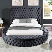 Round velvet glam style king bed w/ storage in rails main photo